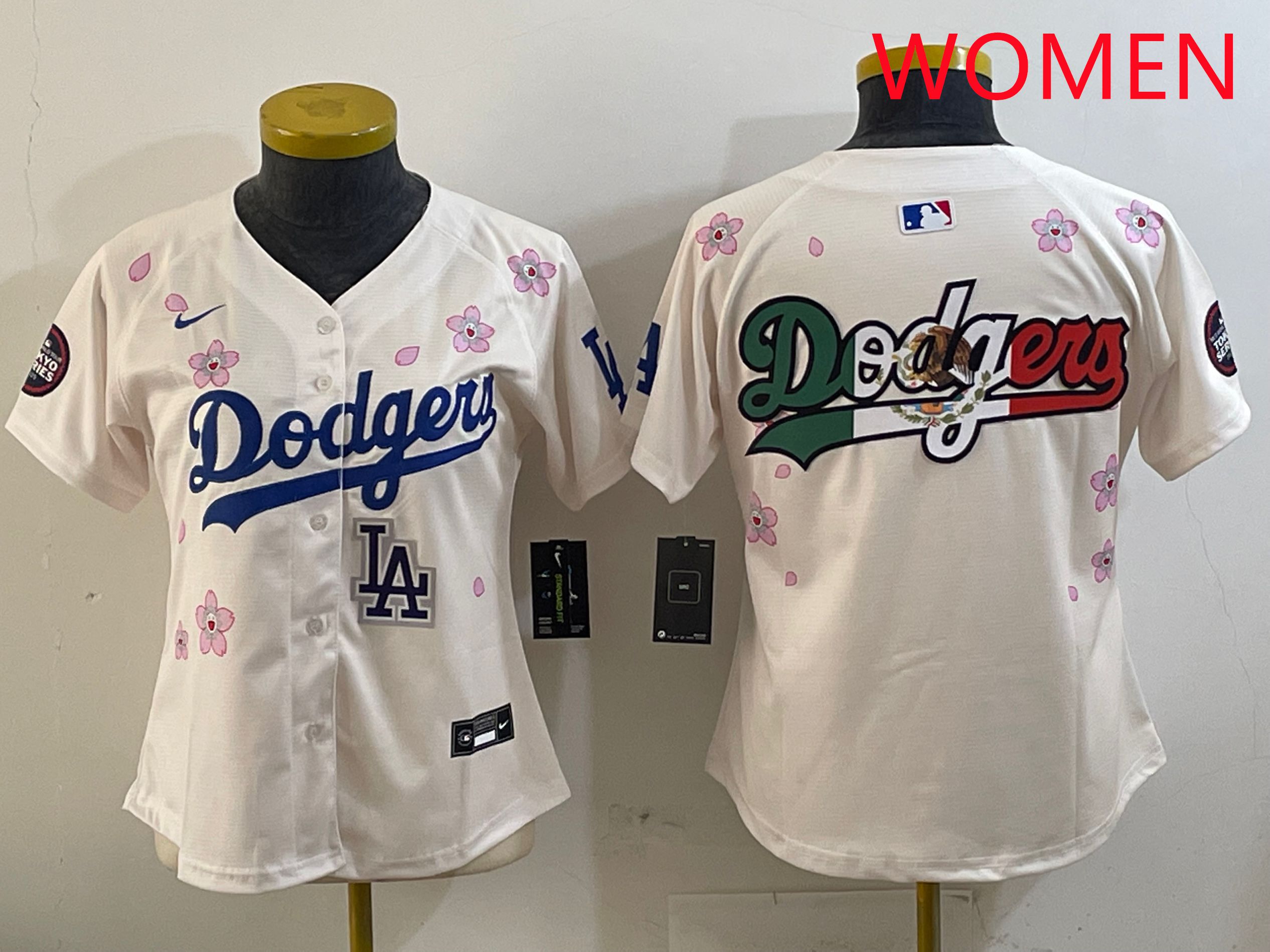 Women Los Angeles Dodgers Blank Cream Sakura Edition 2025 Nike MLB Jersey style 12